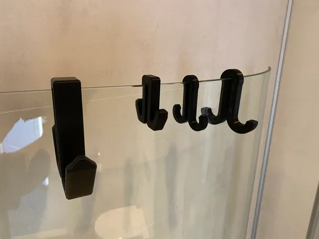 Towel hook for shower wall/door. Updated; Now 4 versions
