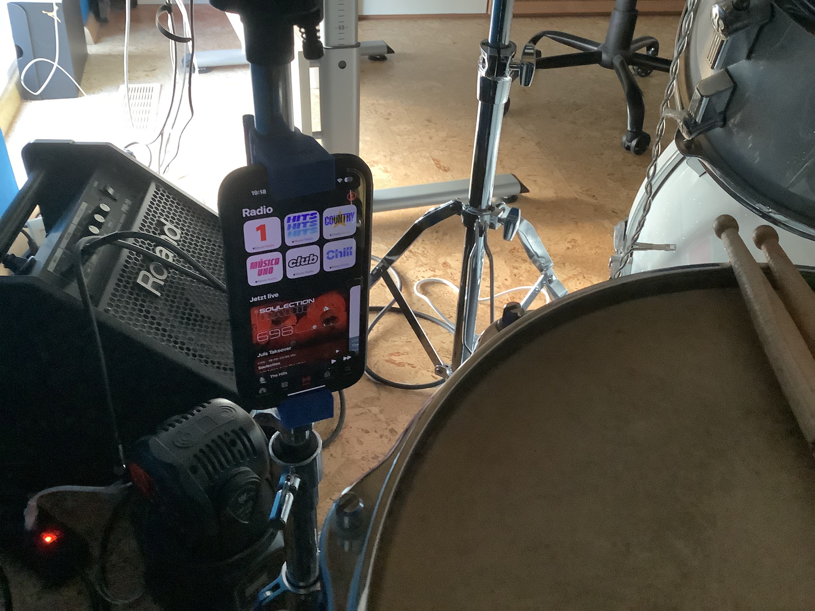 Phone holder for drums