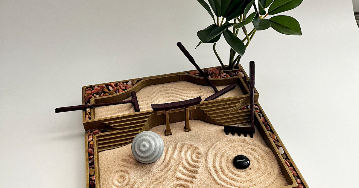 TwoTiered Desktop Zen Garden with Tools and Decor by kevin Download