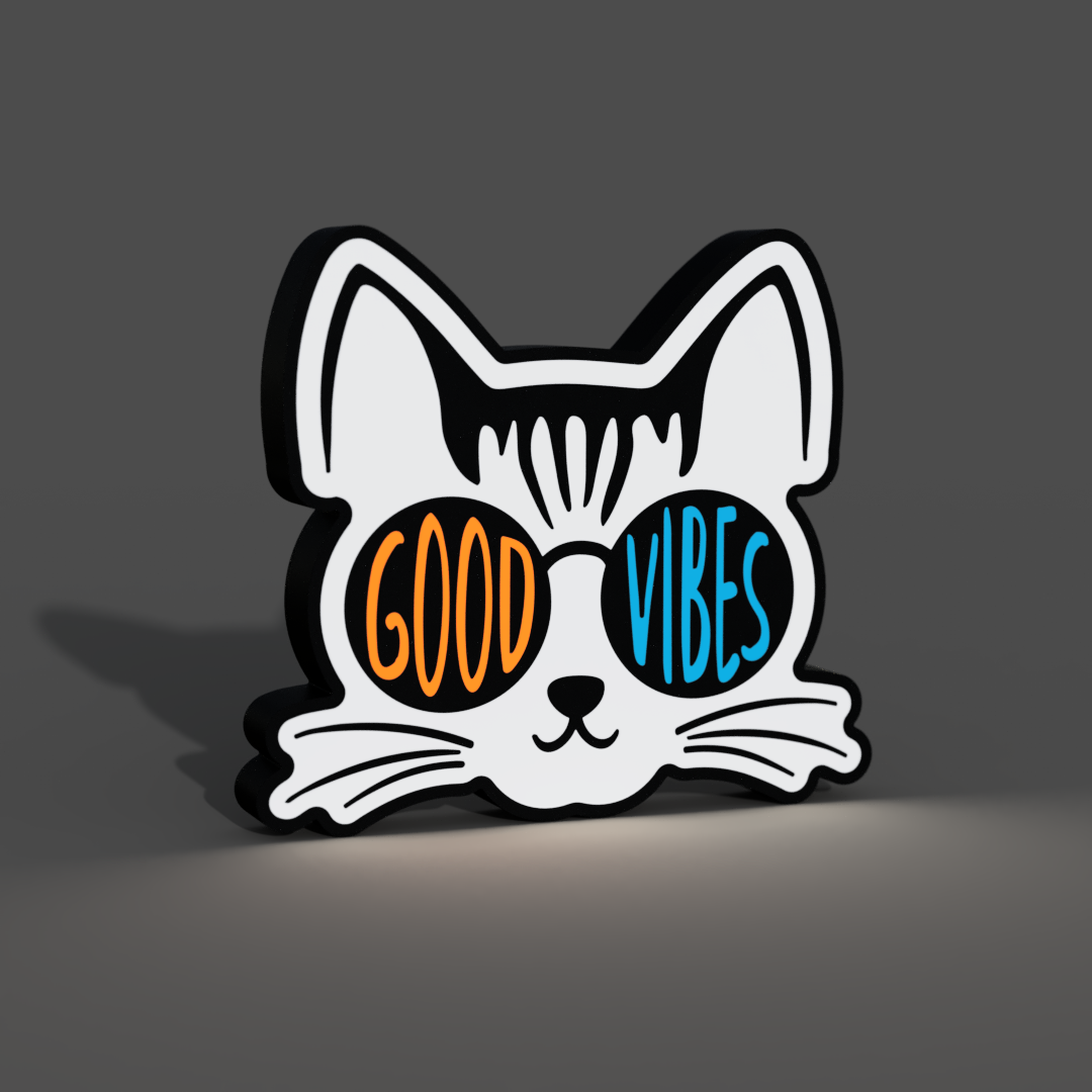 Good Vibes Cat Lightbox LED Lamp