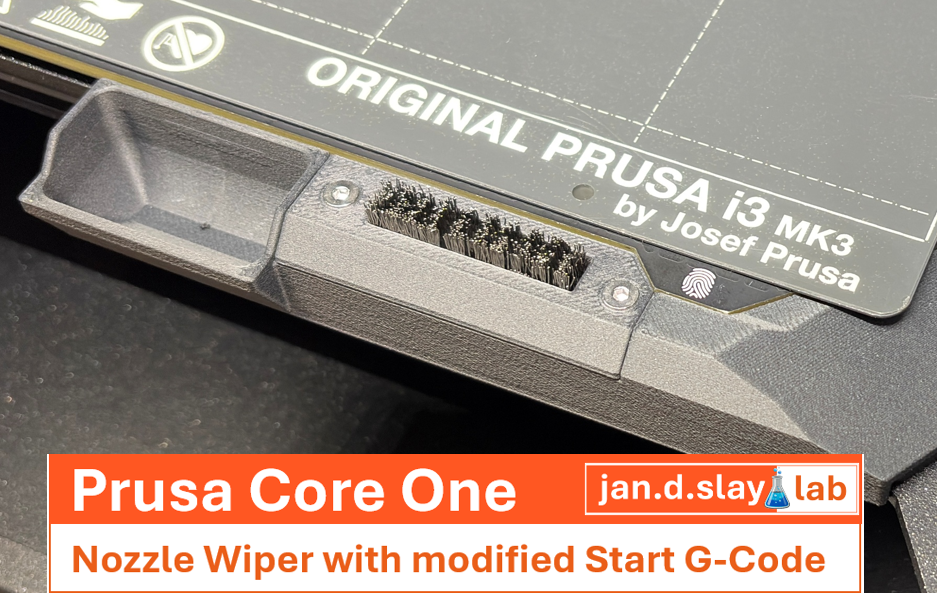 Prusa Core One - Nozzle Wiper Remix - With steel brush and new purge bin