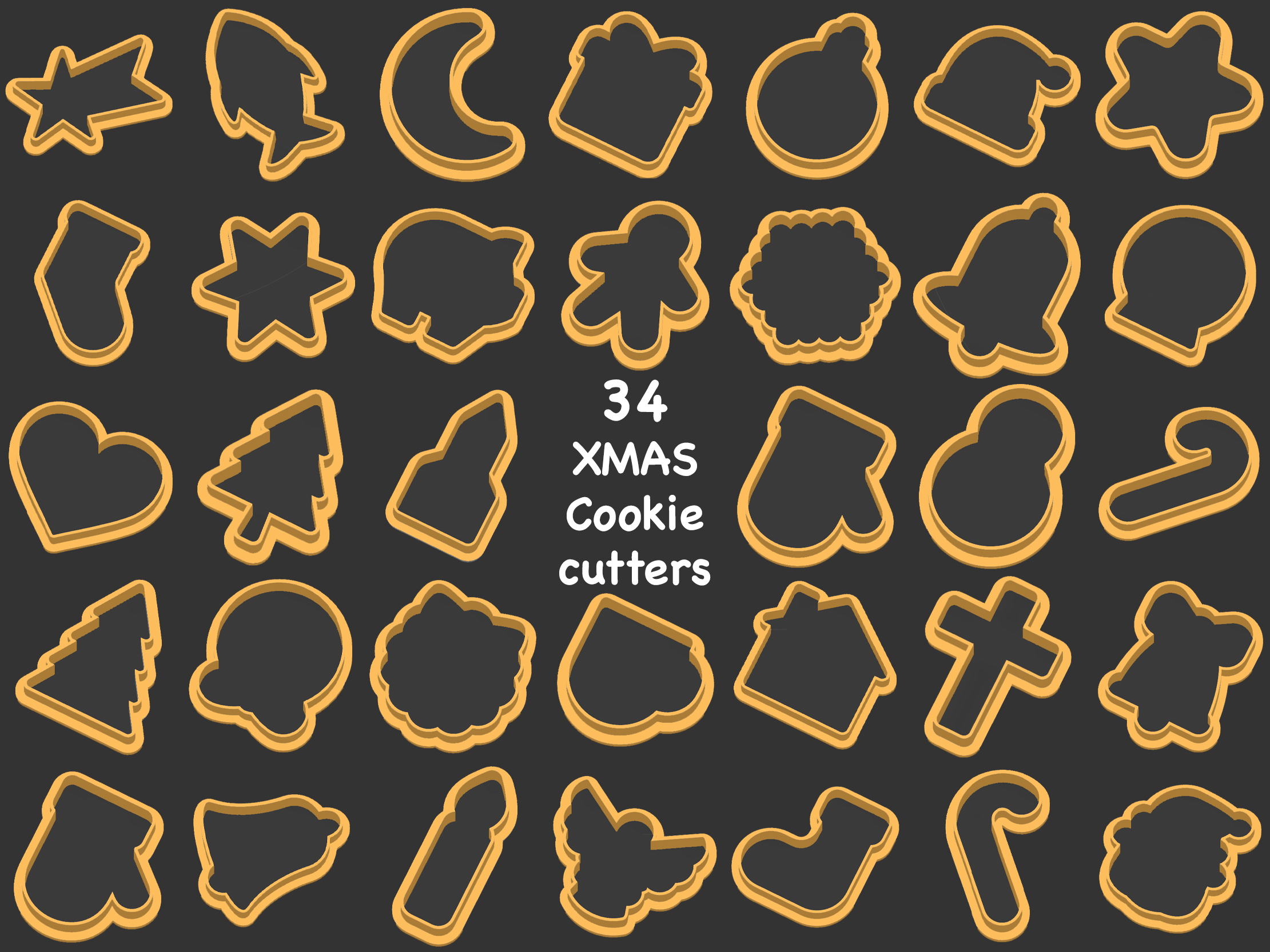 34 Small Christmas cookie cutters / 34 Vánoční vykrajovátka / Ausstechformen für Weihnachten
