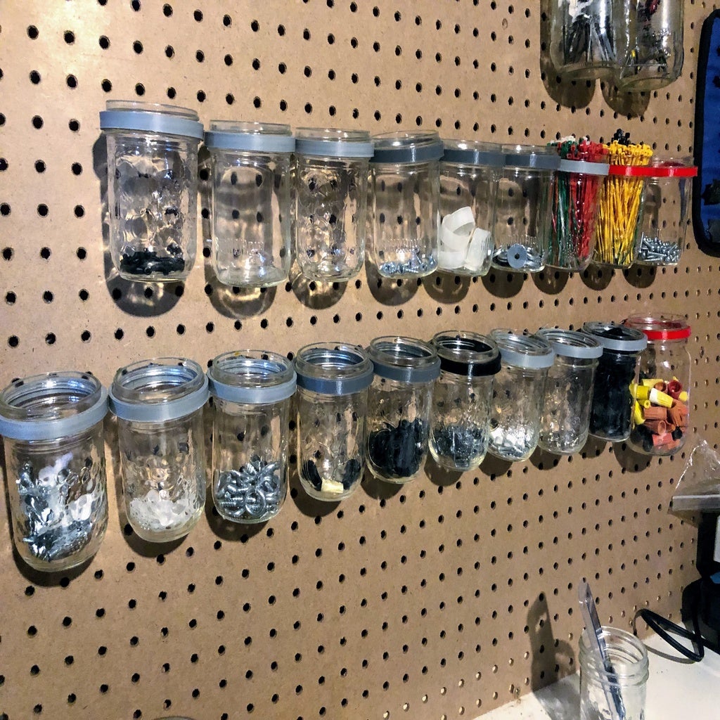 Detachable Mason Jar for Pegboard