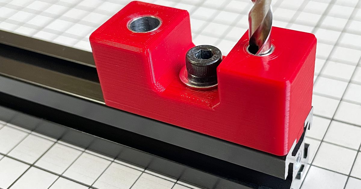 Drill Guide for 2020/3030 Aluminum Extrusion Profile by TrocheHole Download free STL model