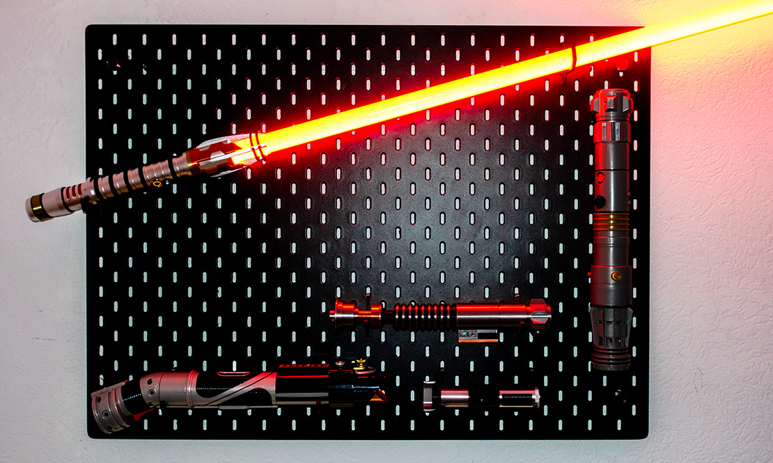Lighsaber Display Hooks for IKEA Skadis board