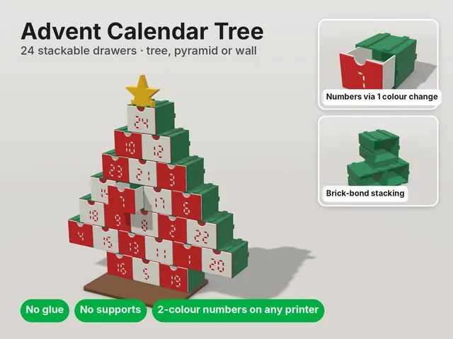 Stackable Advent Calendar Tree – 24 Drawers, No Supports