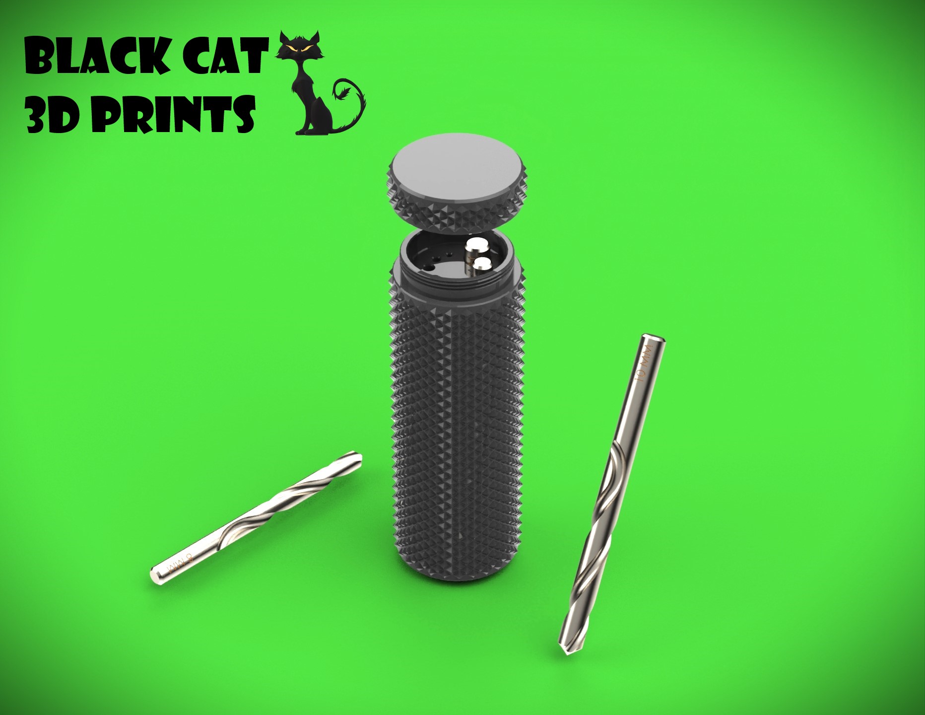 Drill Bit Holder Container Knurling Pattern