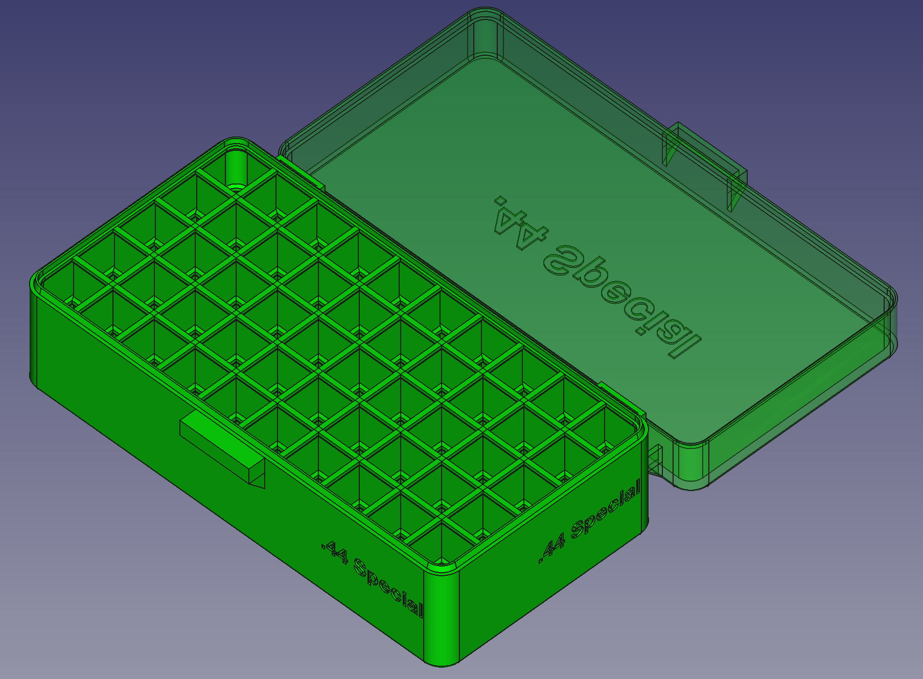 .44 Special, Head Up, Spring Latch, PIP Hinge Modular Ammo Box