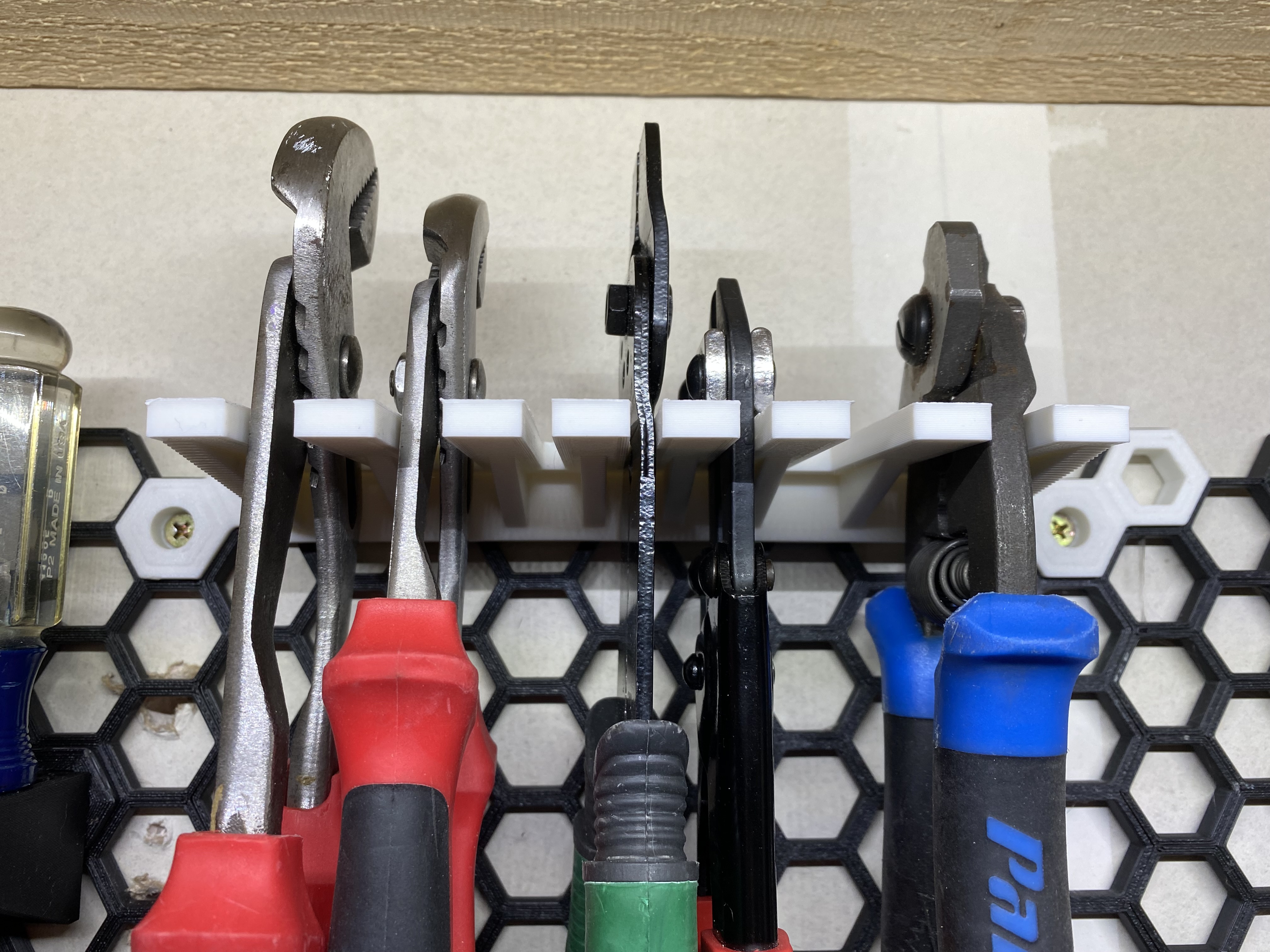 HSW Tongue & Groove Pliers + Misc Sizes Pliers Holder - Honeycomb Wall Storage
