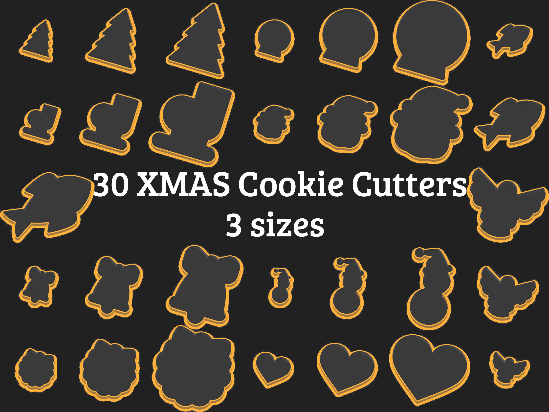 30 Christmas cookie cutters in 3 sizes | 30 Vánočních vykrajovátek ve 3 velikostech