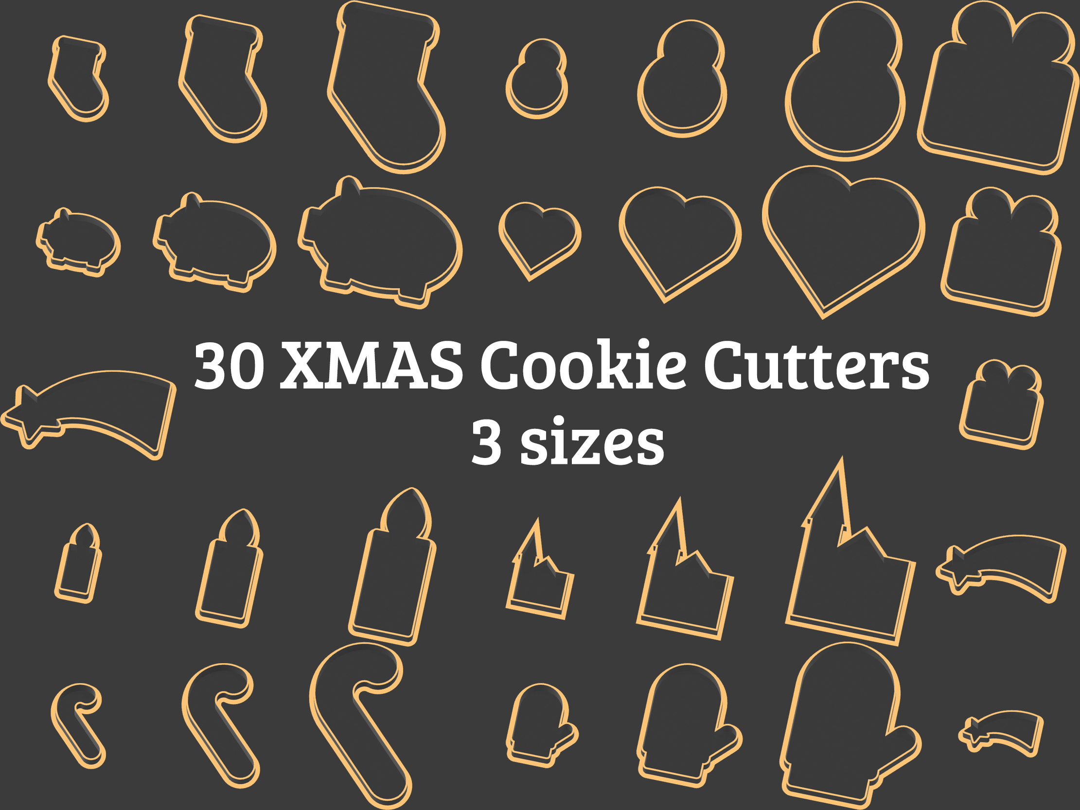 30 Christmas cookie cutters in 3 sizes 30 Vánočních vykrajovátek ve 3