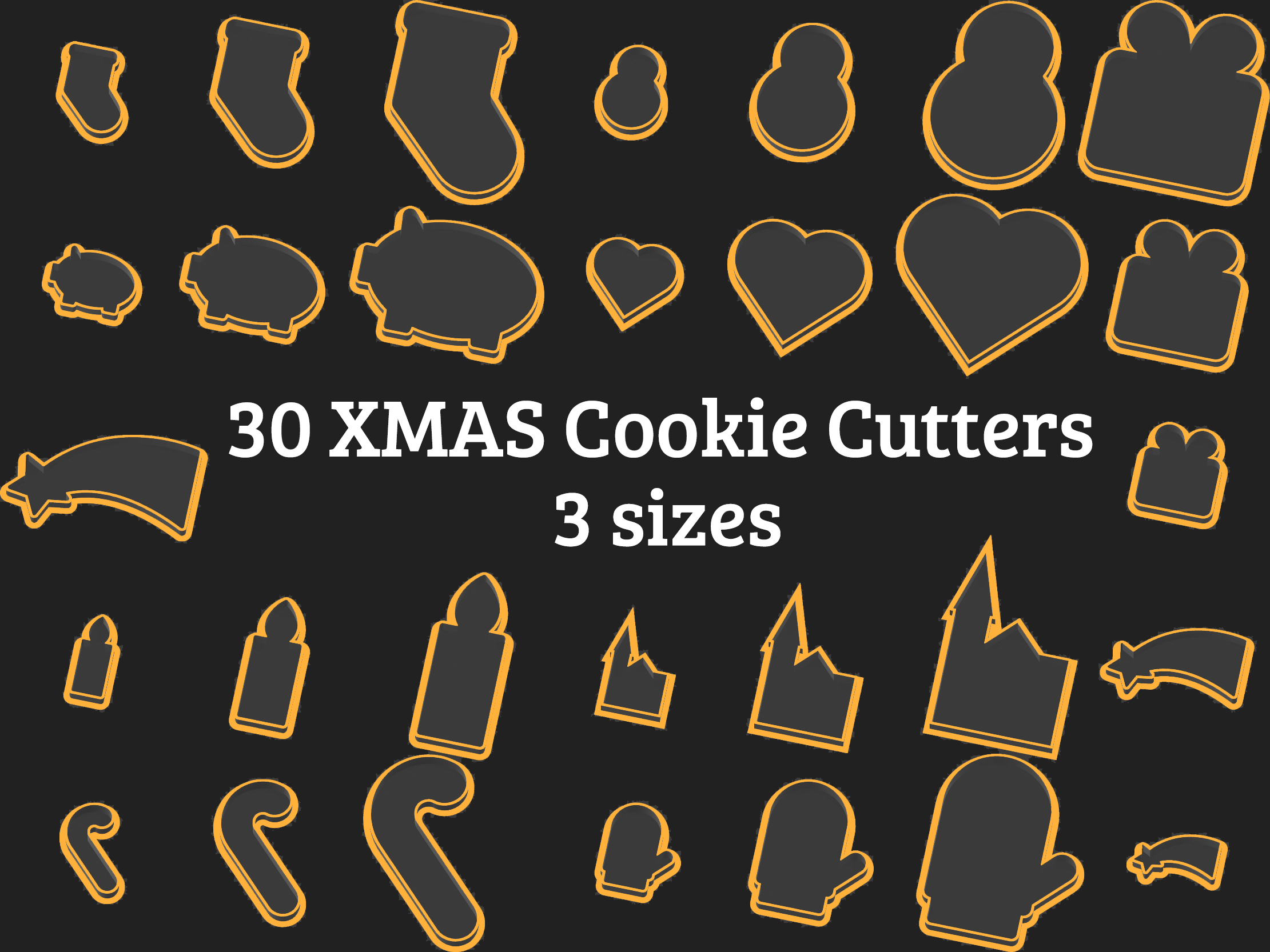 30 Christmas cookie cutters in 3 sizes | 30 Vánočních vykrajovátek ve 3 velikostech