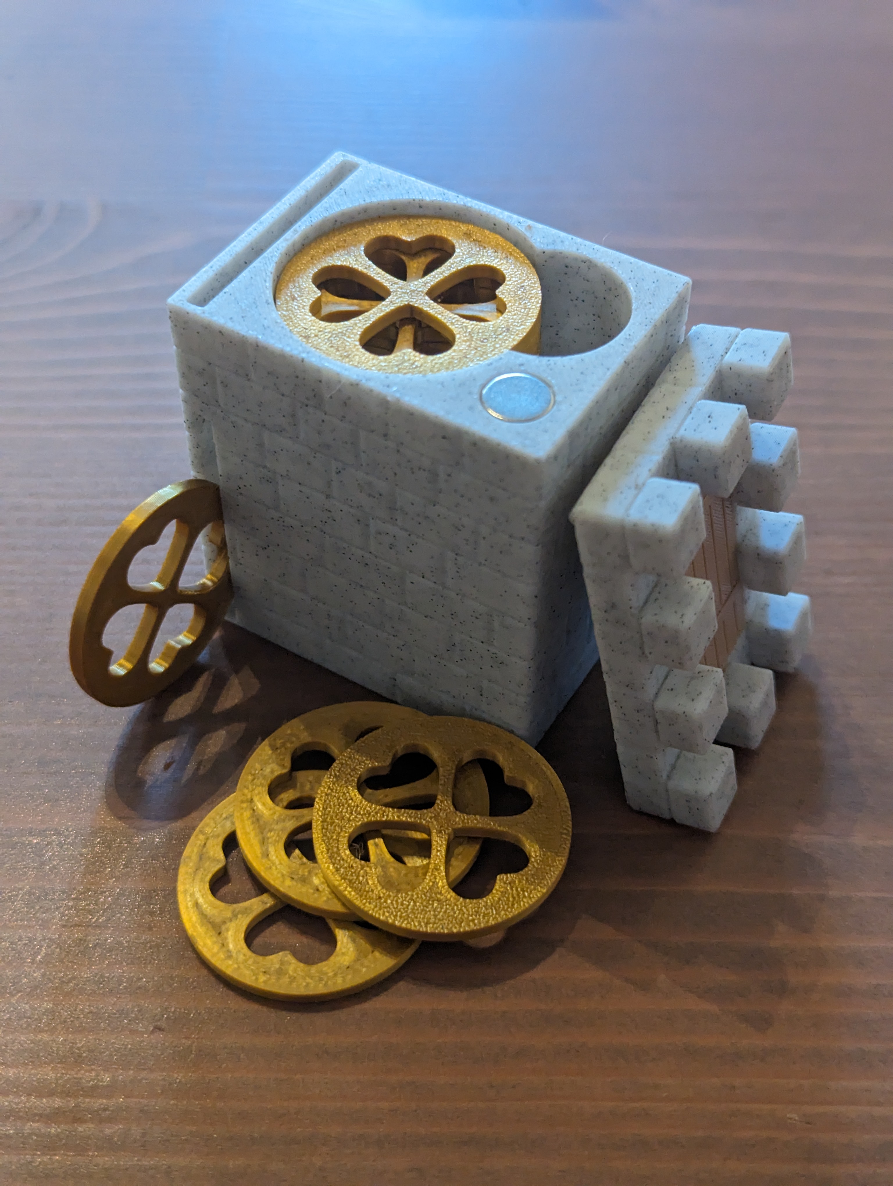 Inspiration Coin with Textured Castle Tower Storage and Rolling Slit