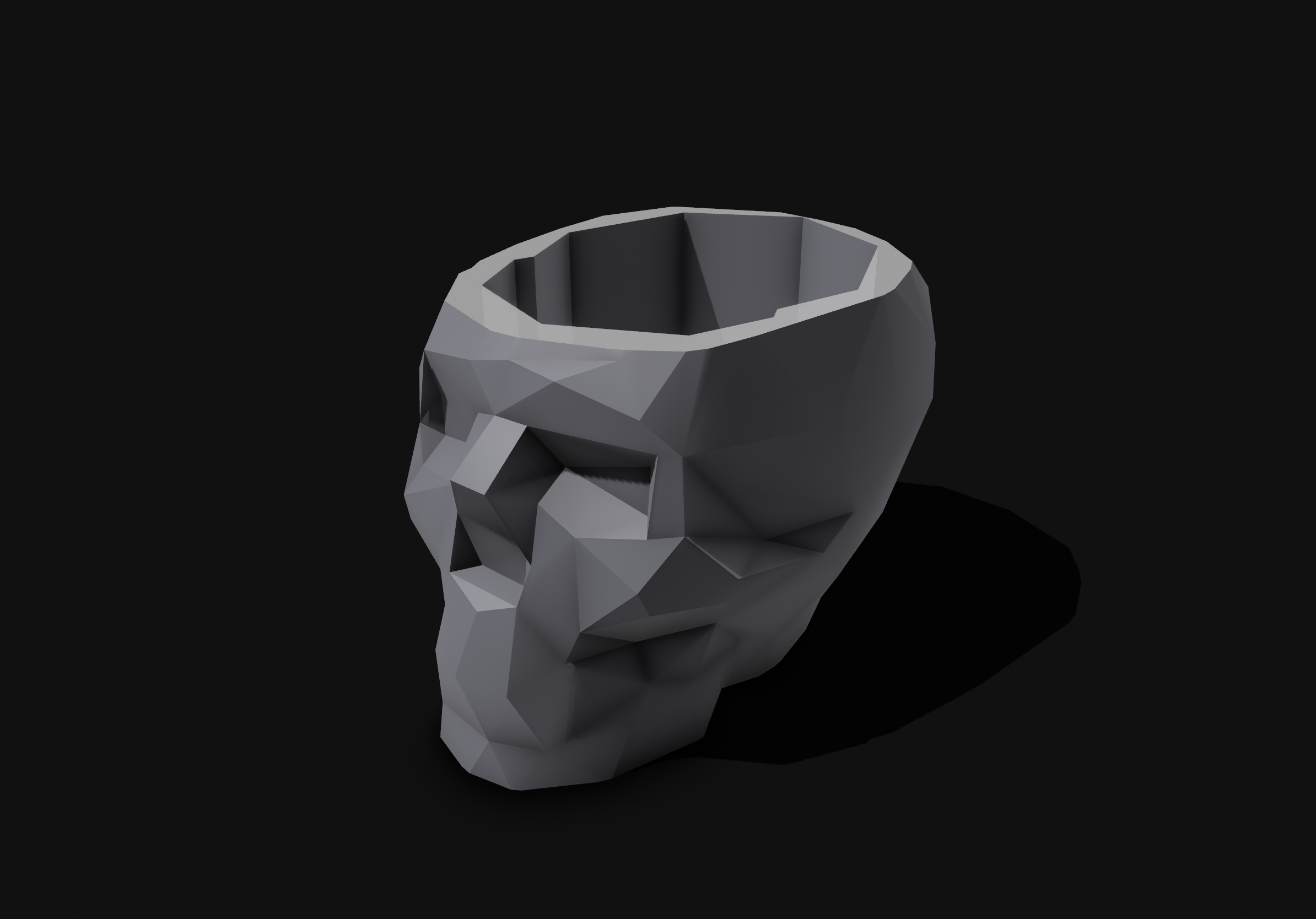 Low Poly Skull Planter Pot