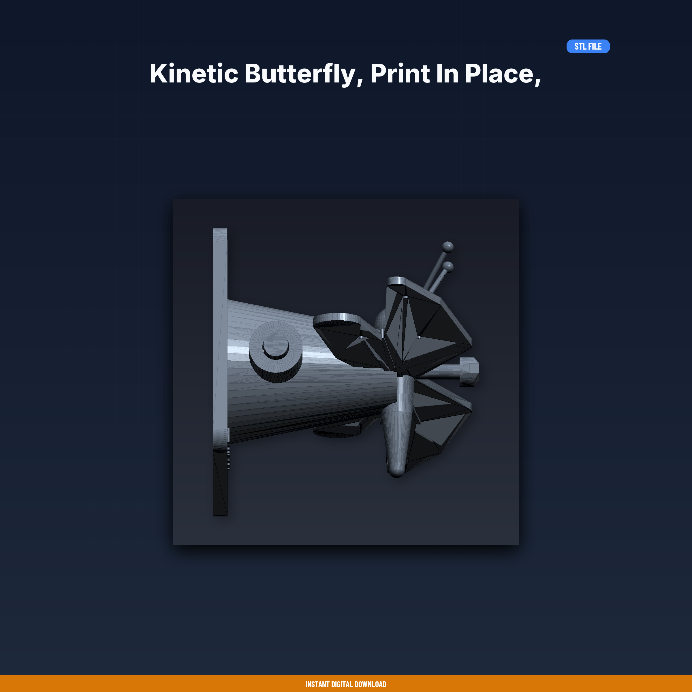 Kinetic Butterfly, Print in Place, Flapping Wings, Eccentric Cam - 3D Printable STL File