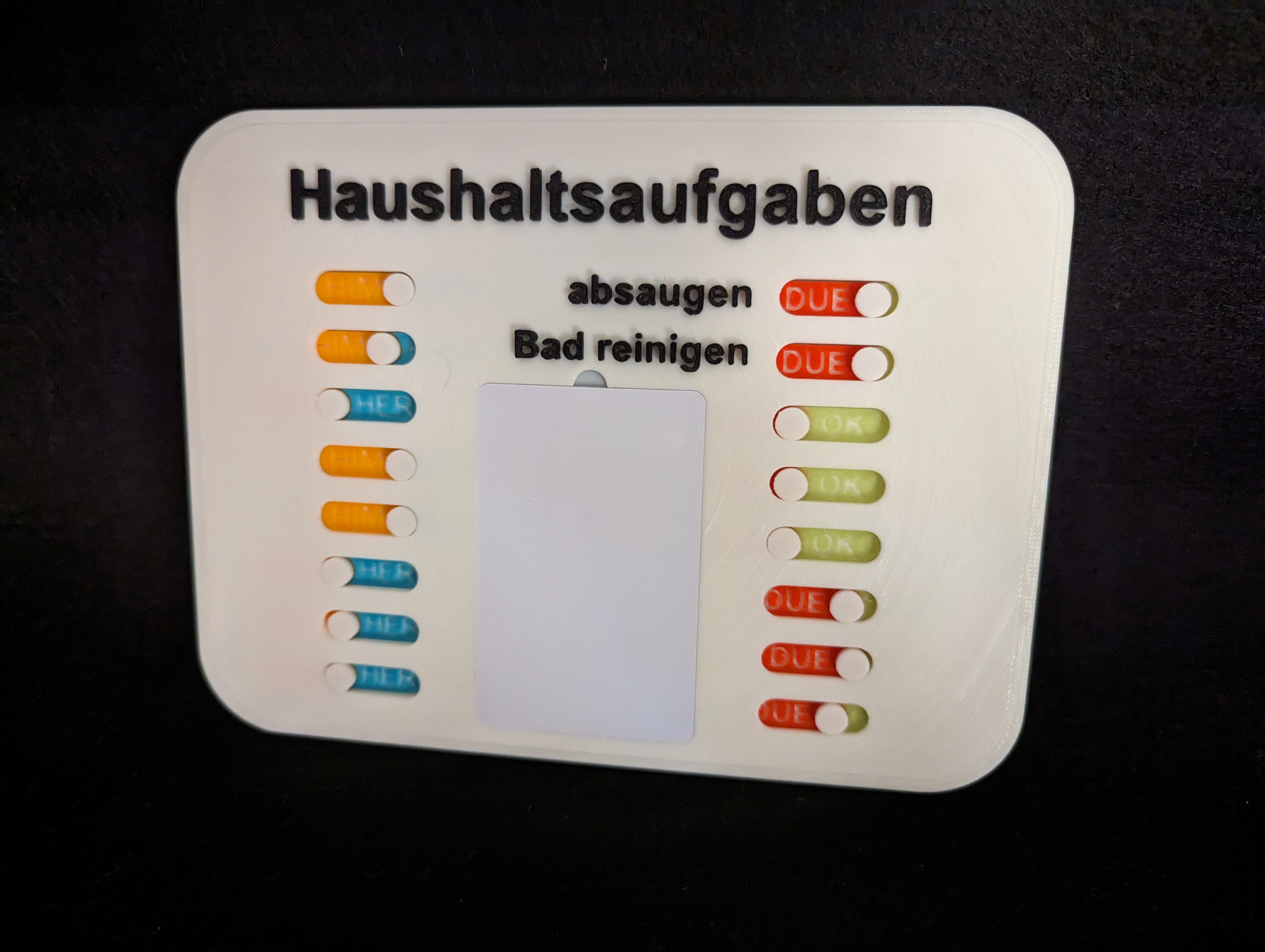 Household Task Planner Frontplate Card-Holder for hand-written Tasks