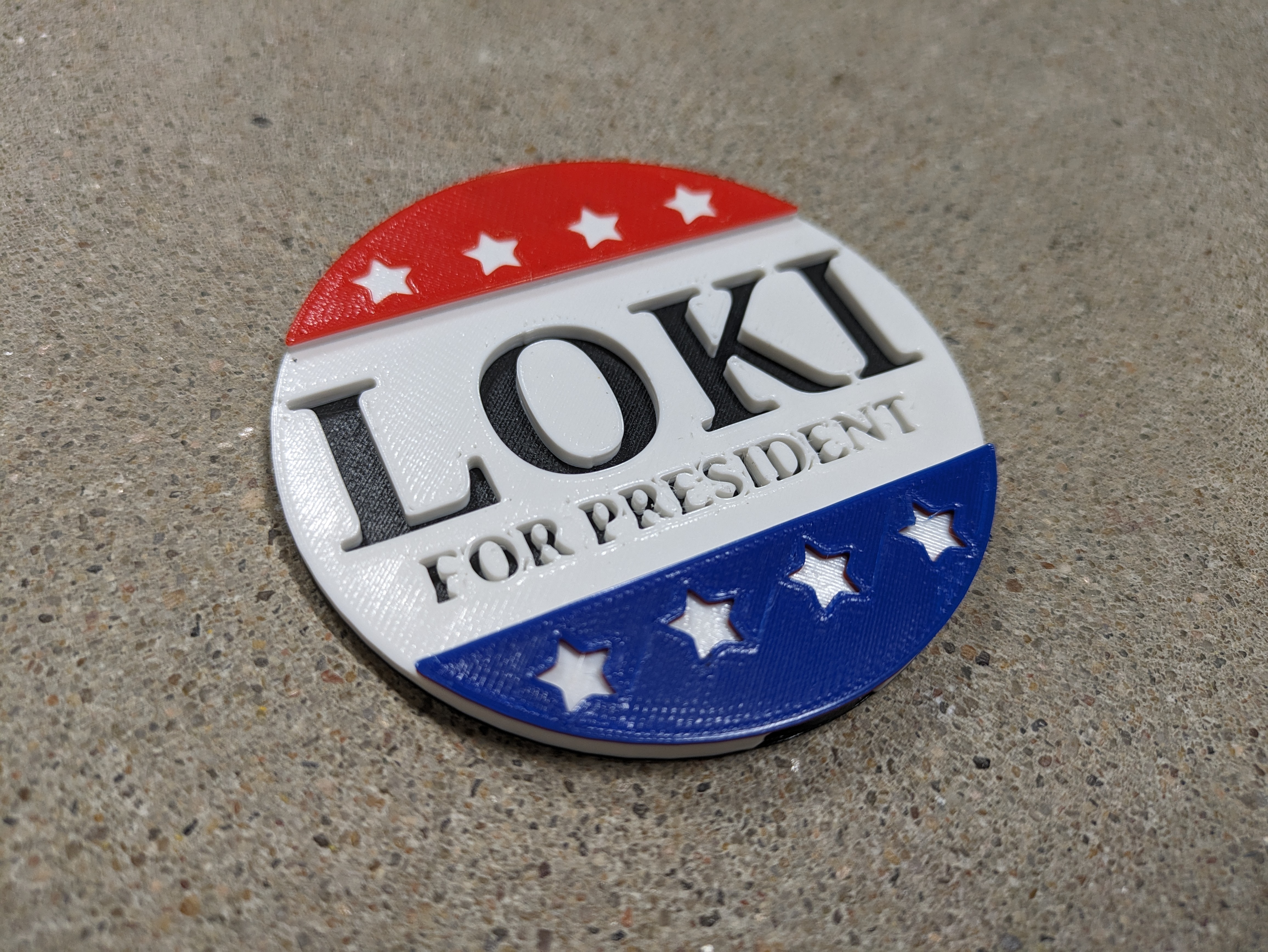 Loki for President - button pin with magnetic back