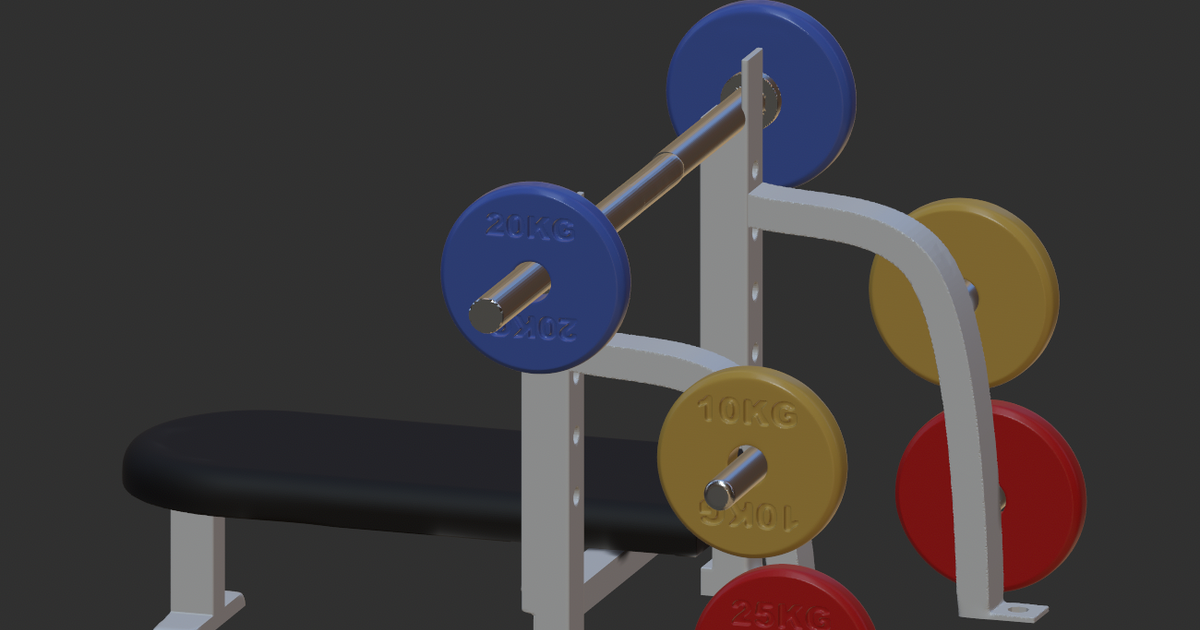 Flat bench press and weights by 1994df Download free STL model