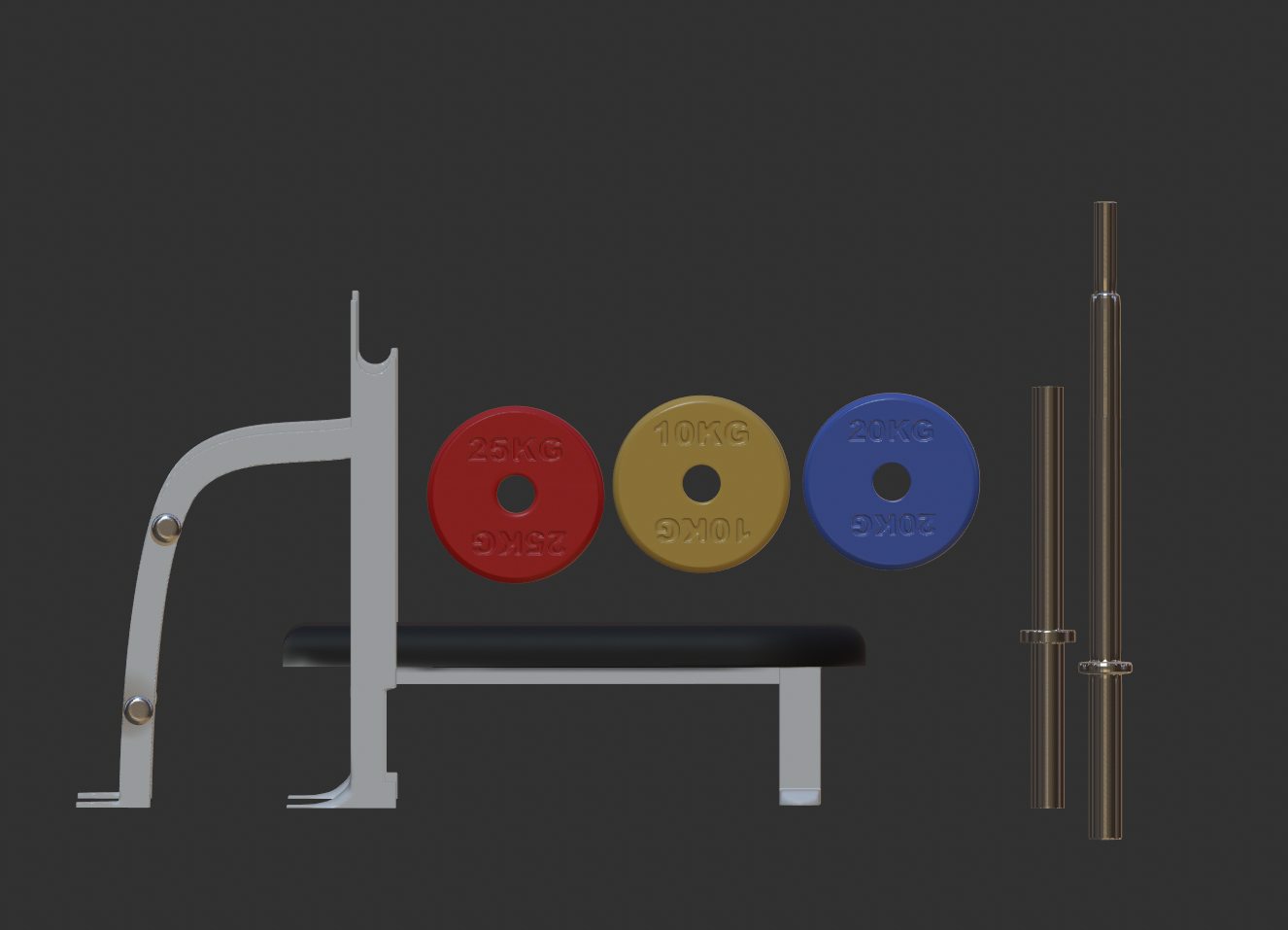 Flat bench press and weights by 1994df Download free STL model