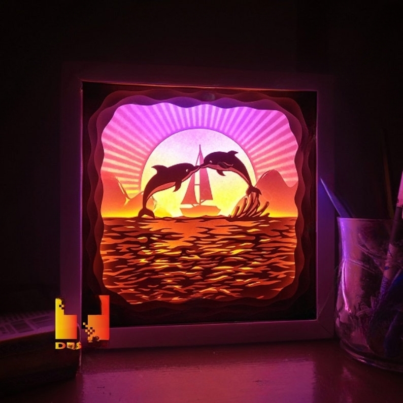 Dolphin in Love light box