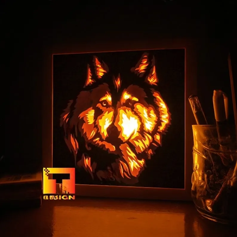 Wolf Head light box by tecnoculebras | Download free STL model ...