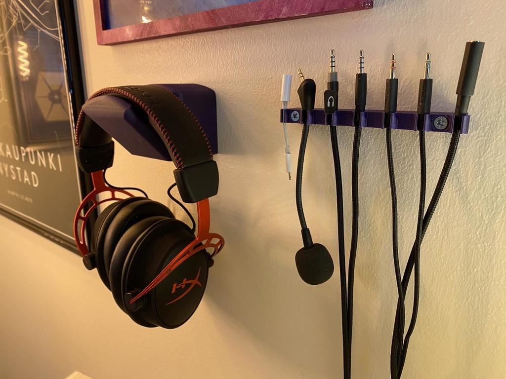 Headphone hook & cable rack