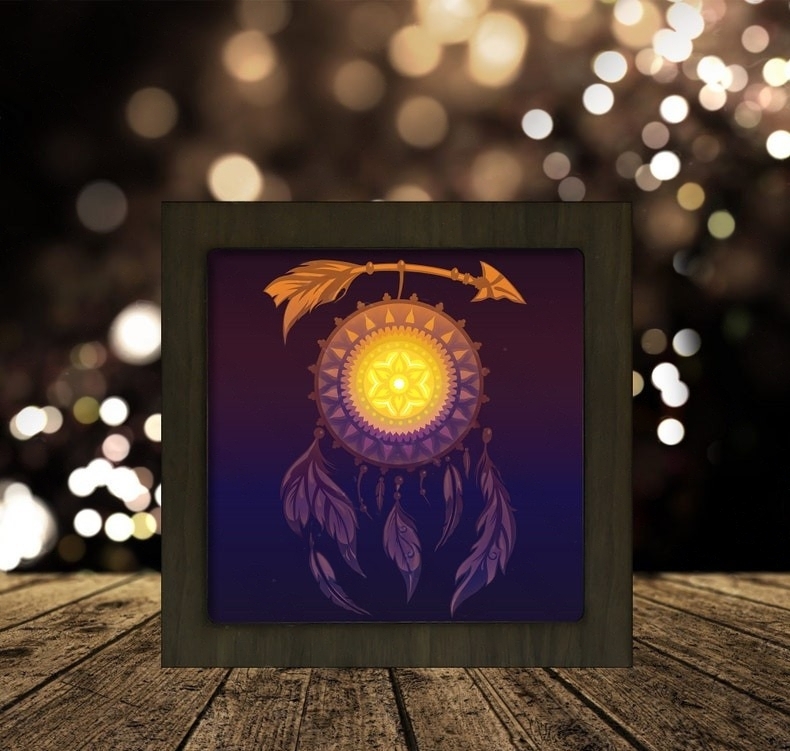 Feather Dreamcatcher Square light box