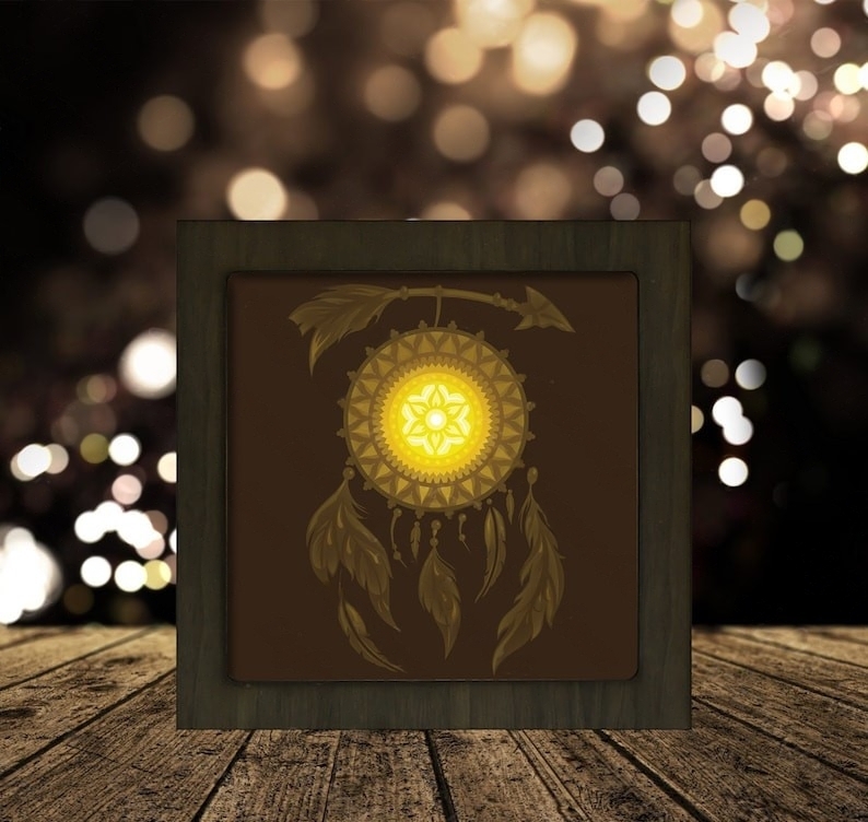Feather Dreamcatcher Square light box by tecnoculebras Download free