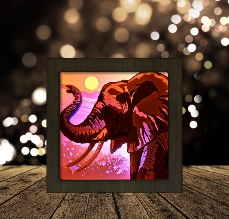 Elephant Portrait Square light box