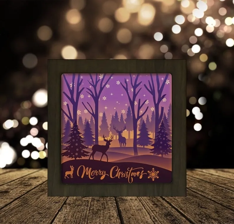 Deer in The Winter Forest light box by tecnoculebras Download free STL model Printables