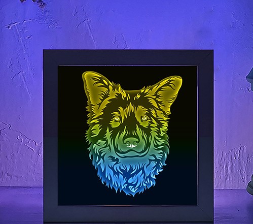 Sheep Dog Head Looking Straight light box