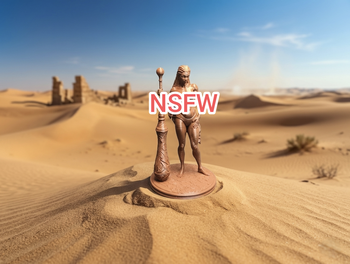 Topless Sexy Warrior – Barbarian Beauty with Giant Mace (nsfw)