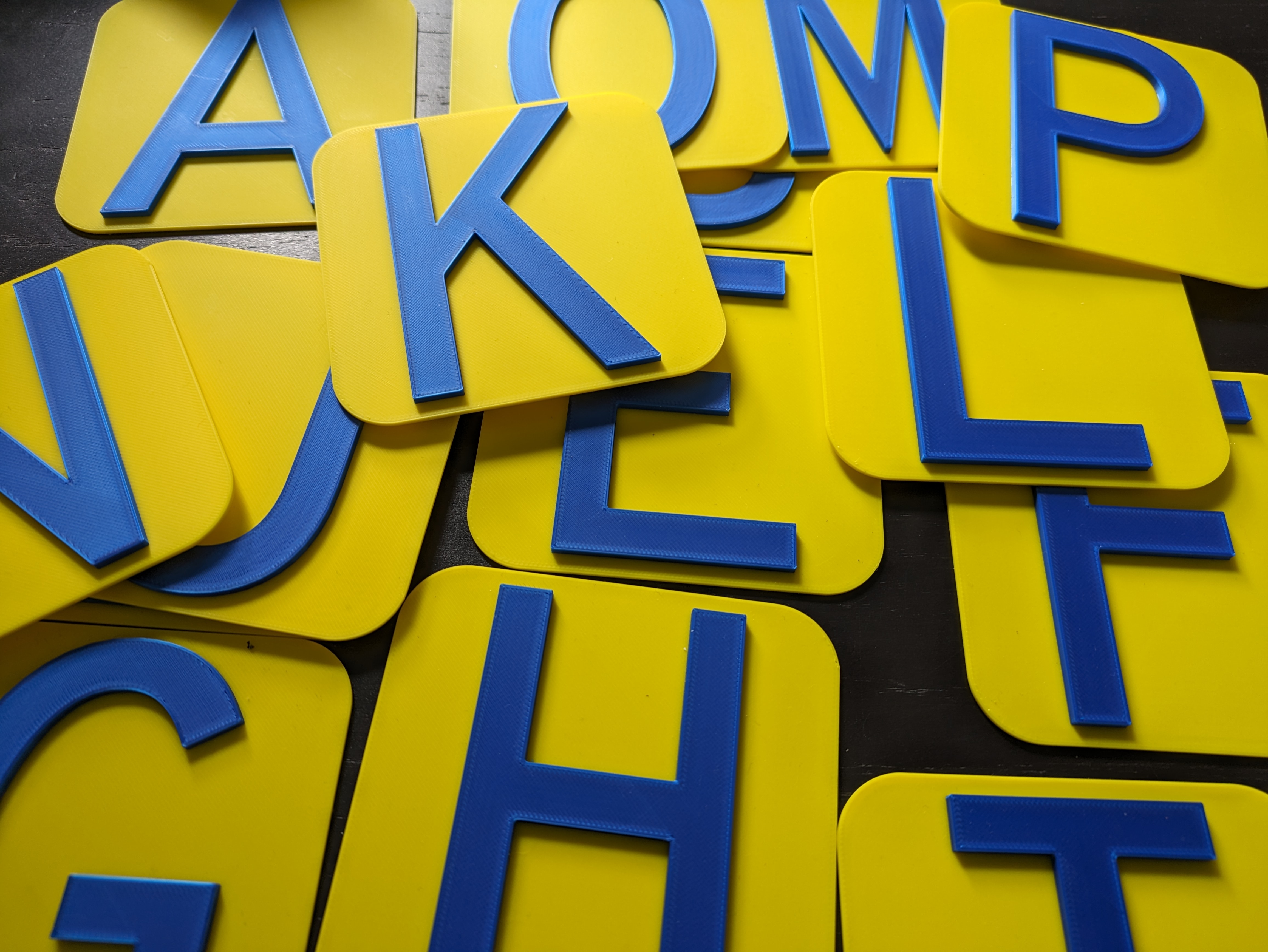 Alphabet letters extruded on frame