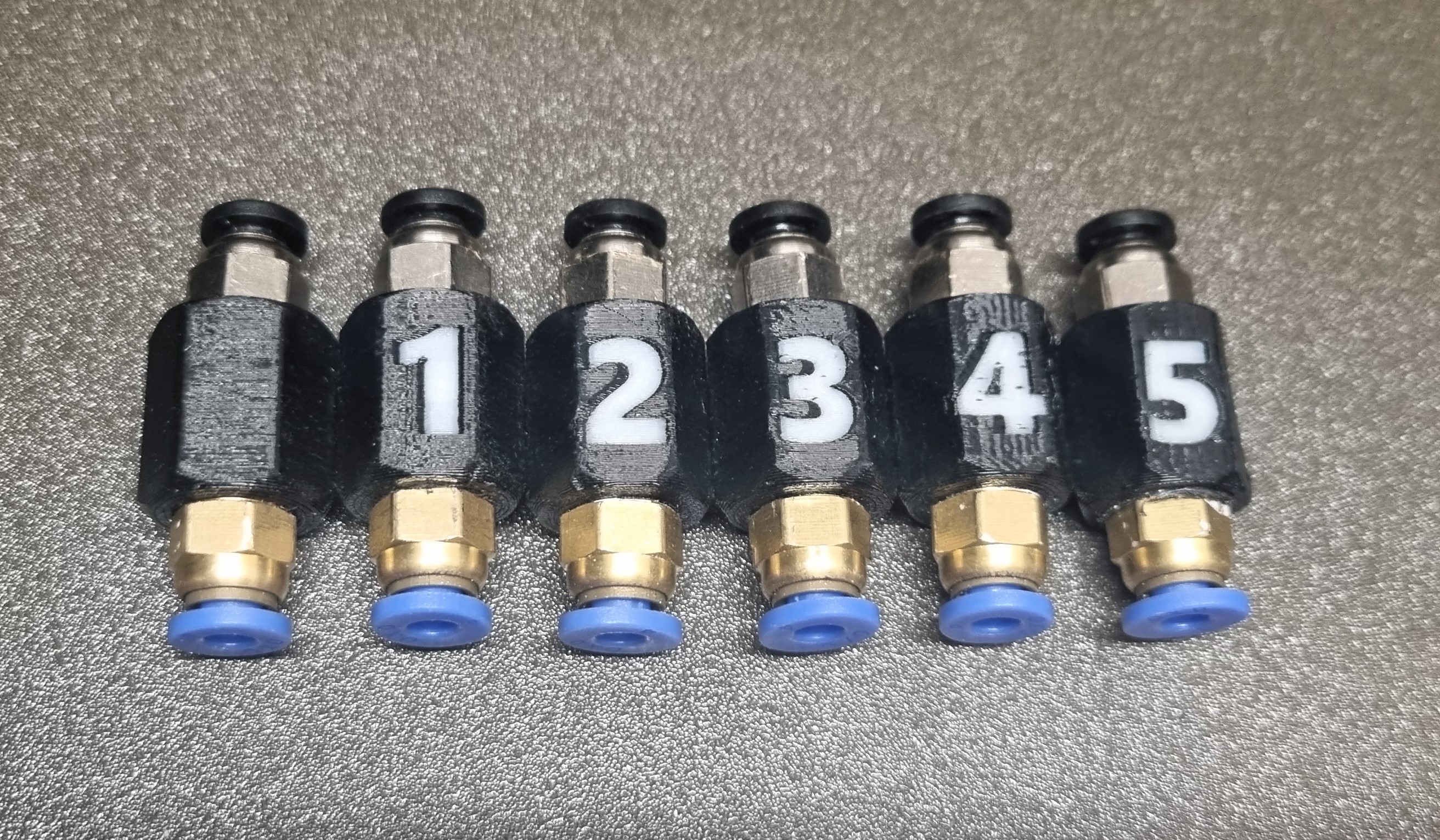 Prusa XL PTFE coupler numbered | Prusa XL PTFE Schlauch Kupplung nummeriert
