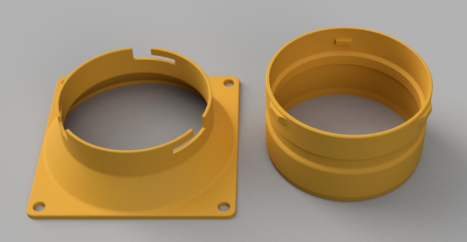 120mm fan to 100mm duct with twist lock connection
