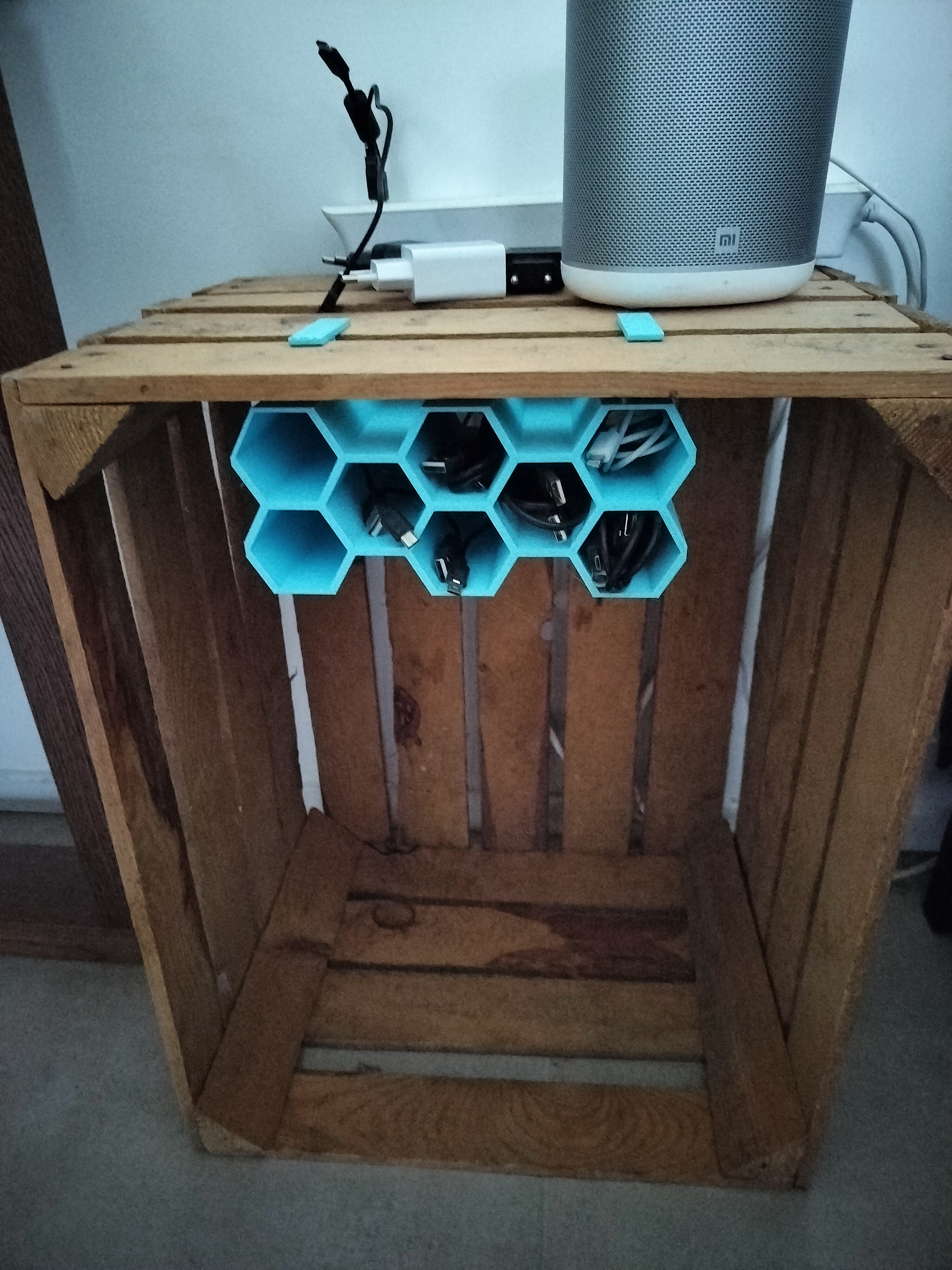 Apple crate cable storage