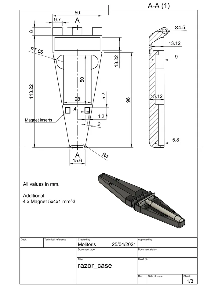 Travel case for safety razor by Molitoris | Download free STL model ...