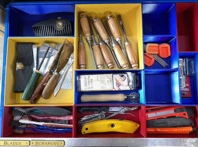 Tool draw organisation bins.