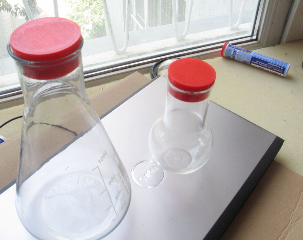 Erlenmeyer flasks caps and pump holes by waste Download free STL