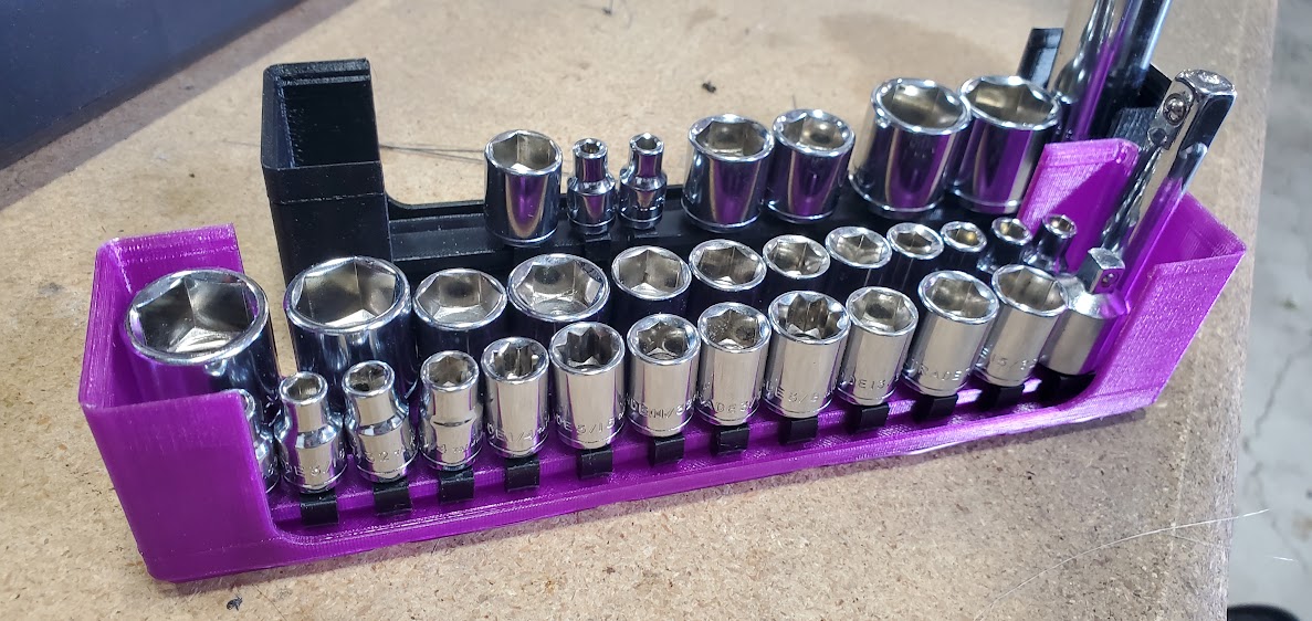 Gridfinity Double-rail Socket Holder + Friction Studs