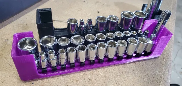 Gridfinity Double-rail Socket Holder + Friction Studs