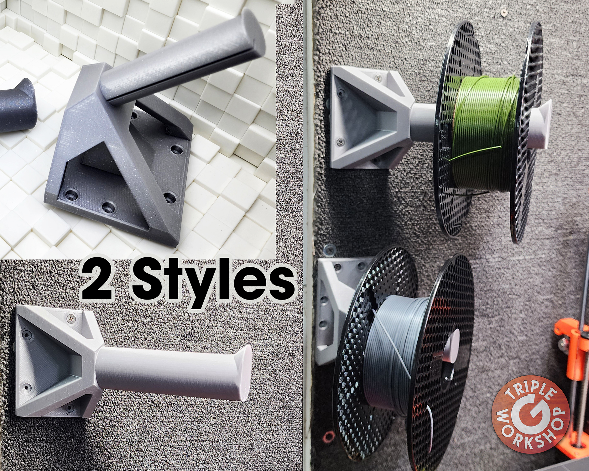 45° Spool Wall Mounts - No Supports