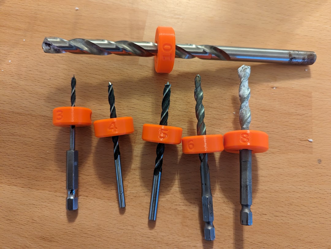 Parametric Customizable Drill Depth Stops by JohnOldman Download free