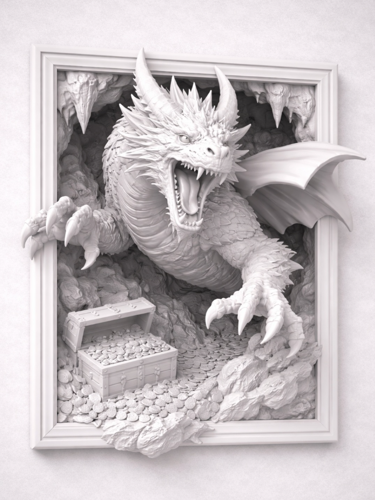 Dragon in a Cave 3d Picture