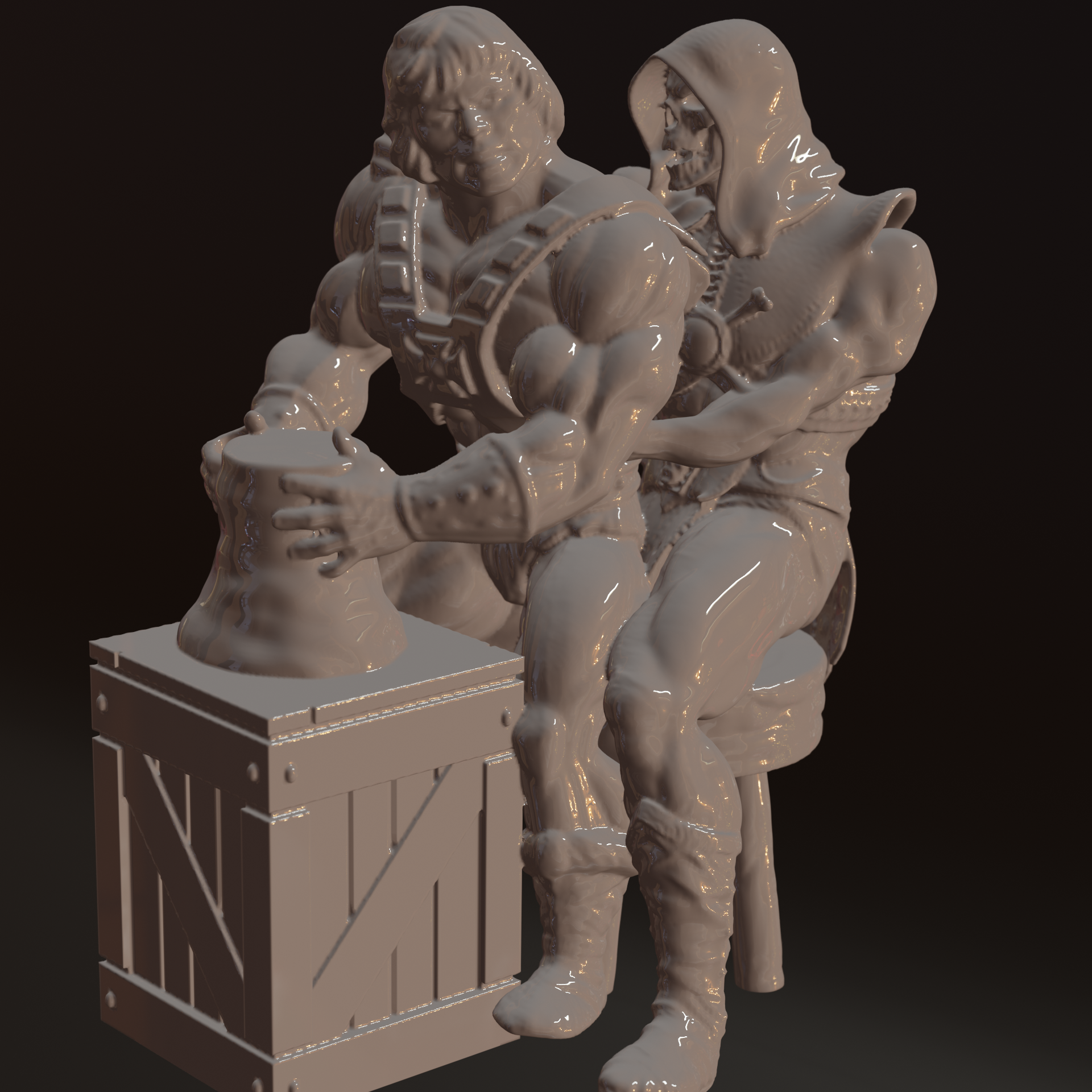 Funny He-Man and Skeletor / Ghost parody sculpture