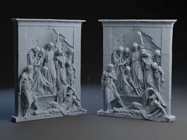 Jesus raising Lazarus.