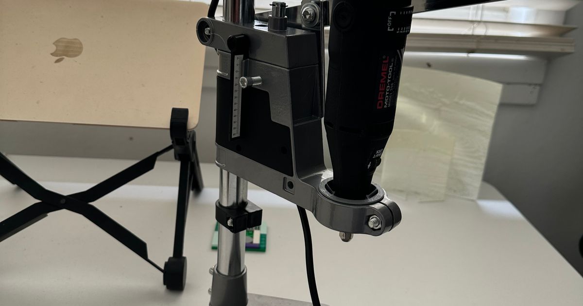 Rotary Tool Drill Press/Stand Adapter for 43mm Clamps and Dremel