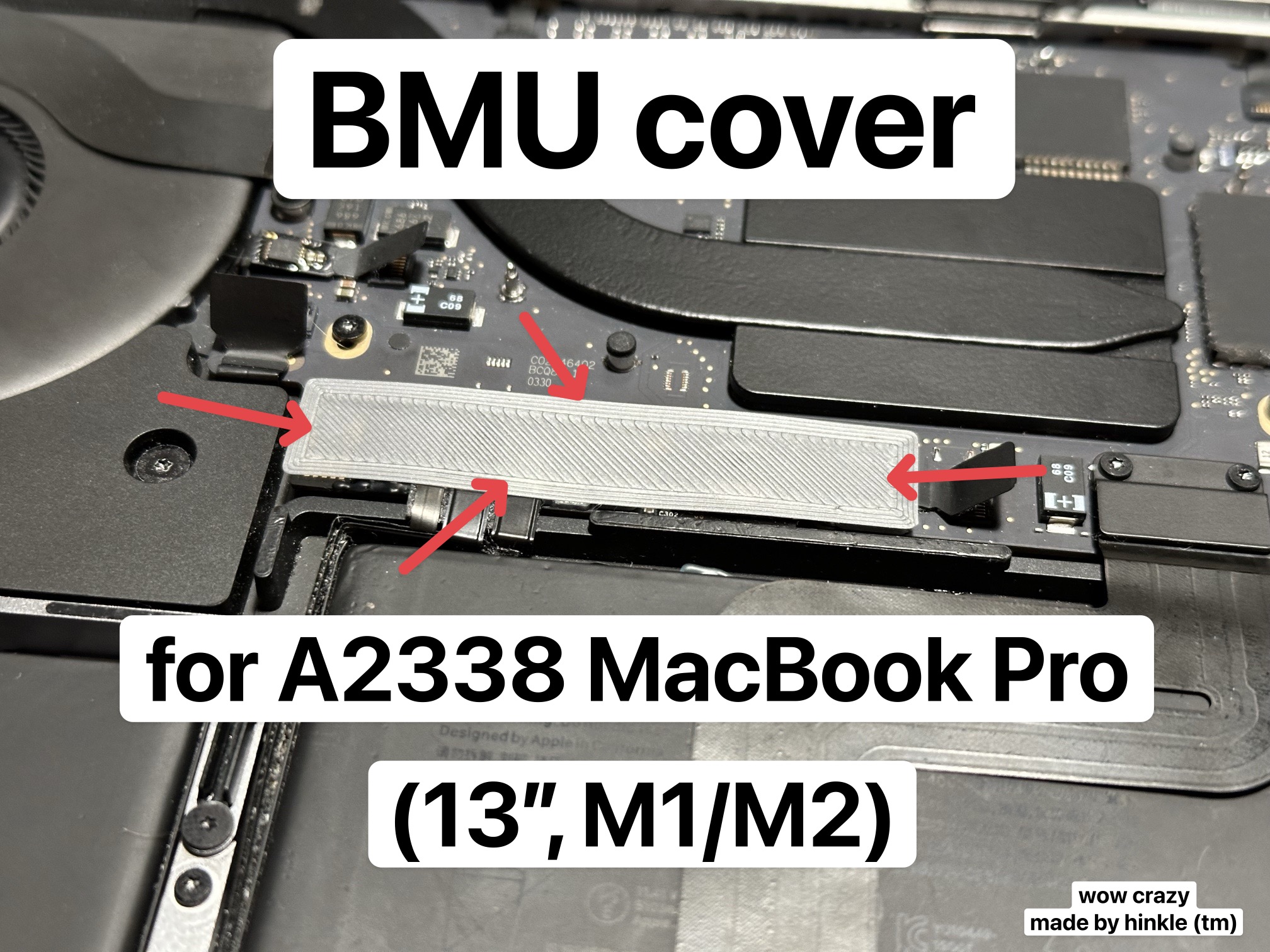 Battery BMU Cover for A2338 MacBook Pro (13", M1/M2, 2020/2022)