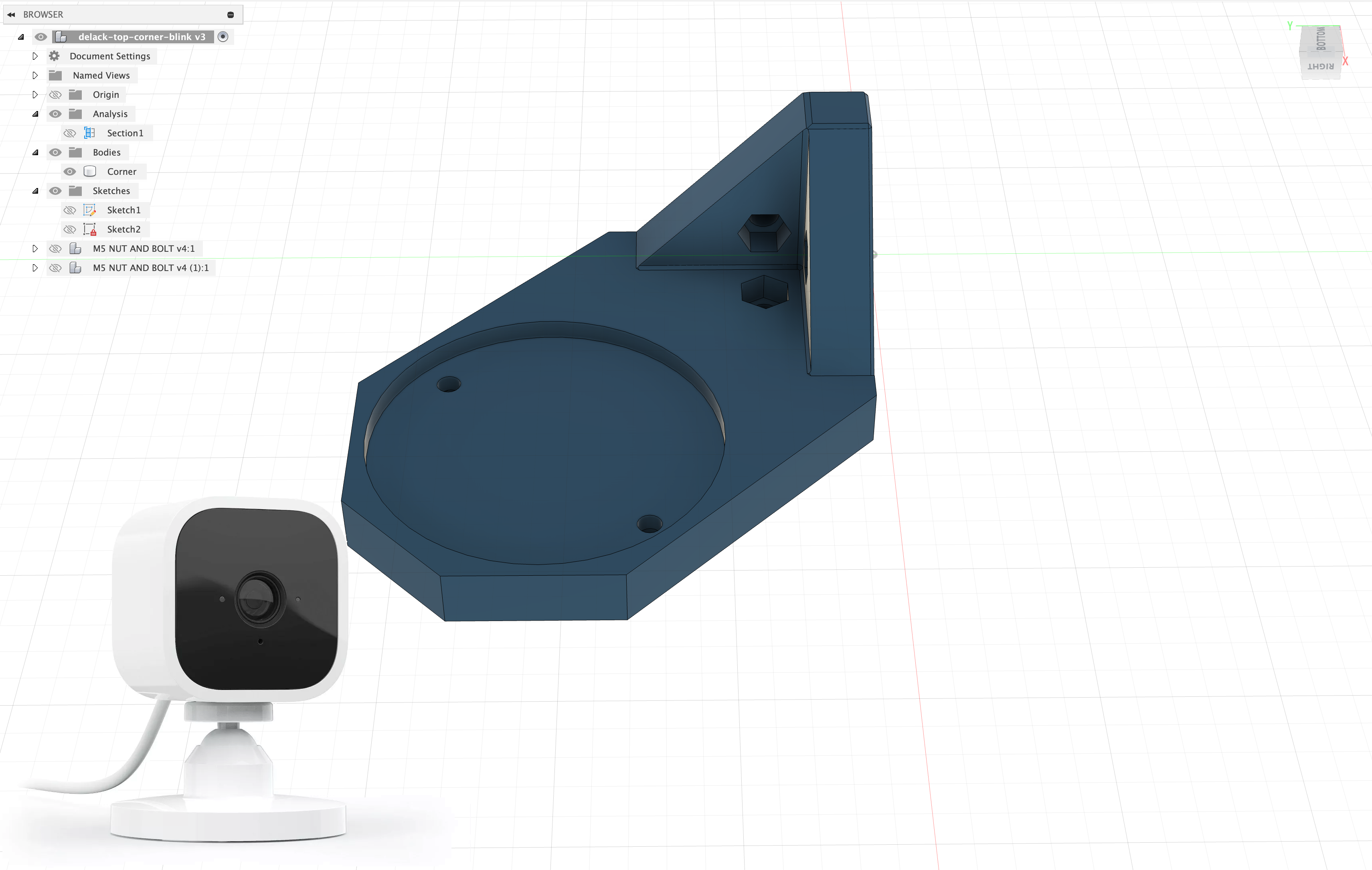 DELACK Enclosure Blink Mini Camera Mount 3D model thumbnail