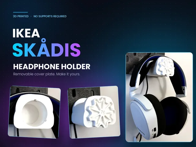 Headphone Holder for IKEA SKADIS w/ Mini Vault (No Supports)